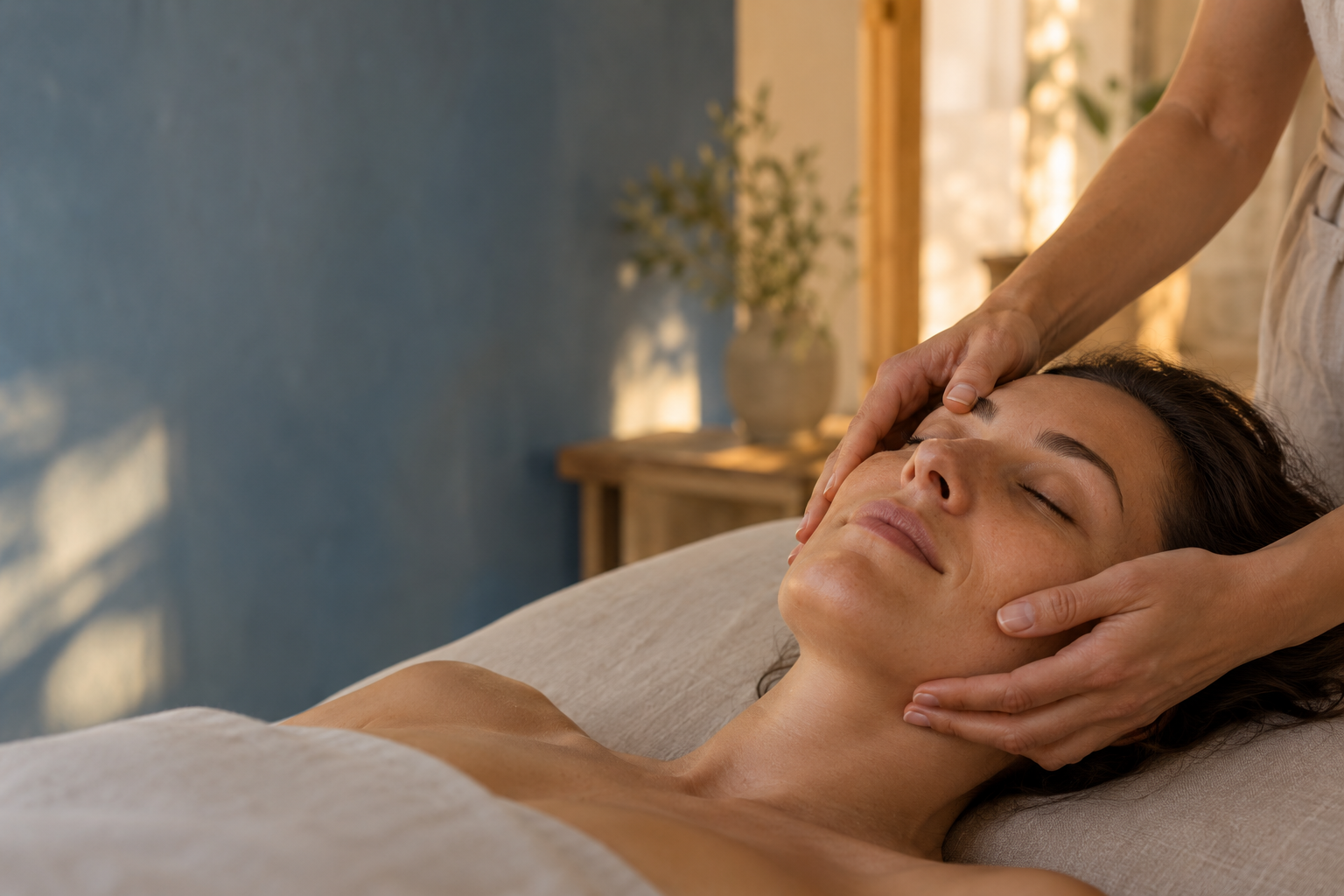 Massaggio al viso in un ambiente rilassante